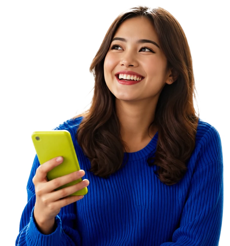 Borrower smiling at their phone after a loan approval